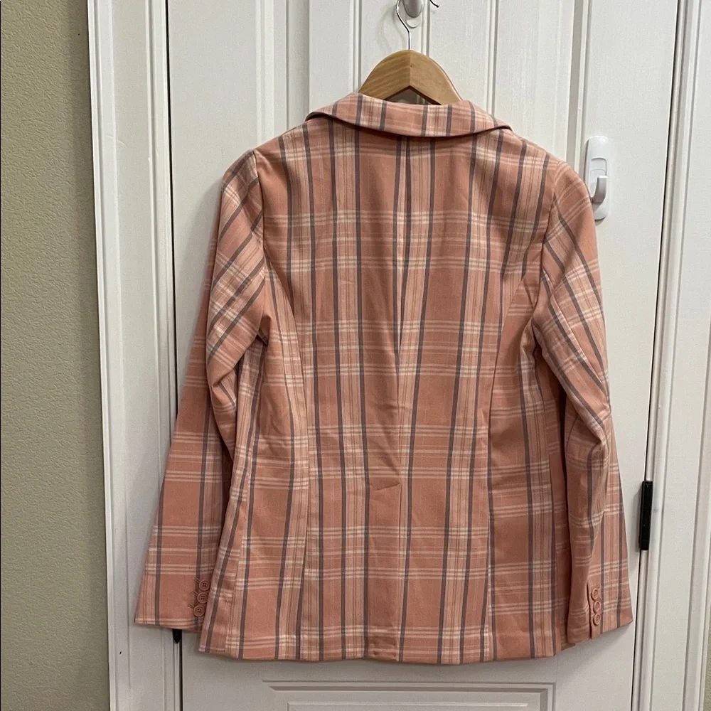 LC Lauren Conrad Peach Plaid Blazer - Picture 6 of 7